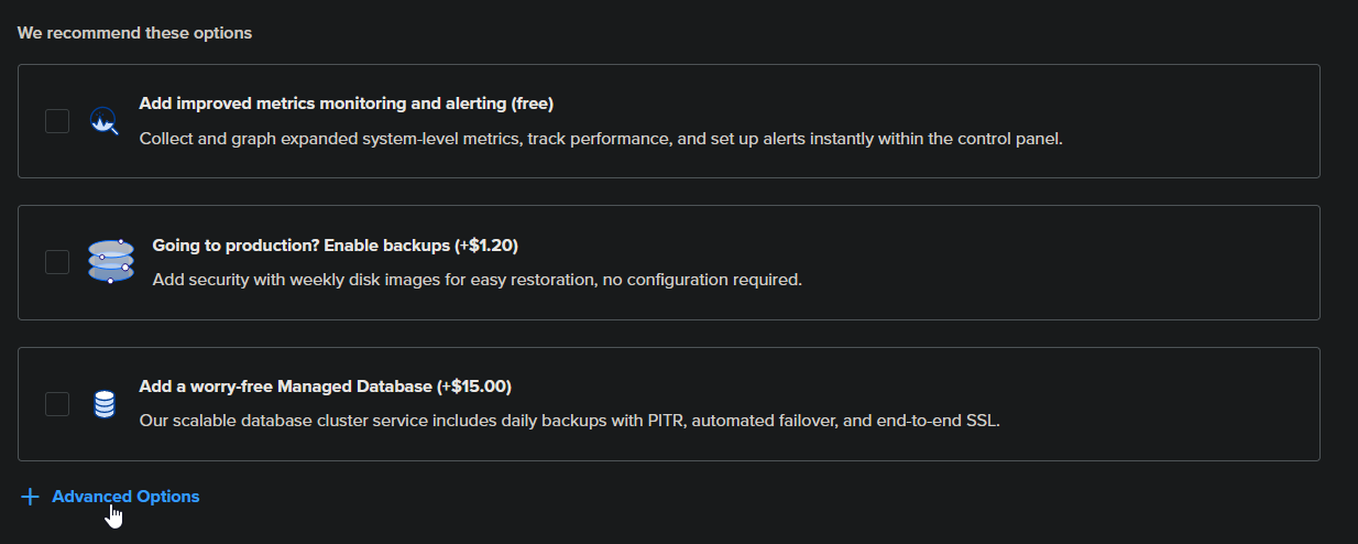 Click Advanced Options
